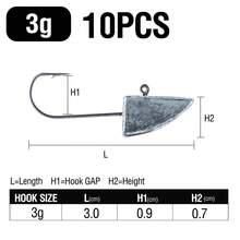 10PCS 0.5g-10g Jig Heads Fishing Hooks High Carbon Steel Sharp Barb Hooks Fishing Jig Lead Head Fishhook Fishing Tackle Worm Jig Hook - Silver - View 13