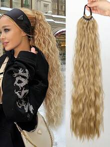 马尾辫接发绕马尾辫带发带 24 英寸（约 60 厘米）长款合成波浪编织马尾辫 DIY 编织适合女性女孩日常派对角色扮演 - 彩色 - 查看 17