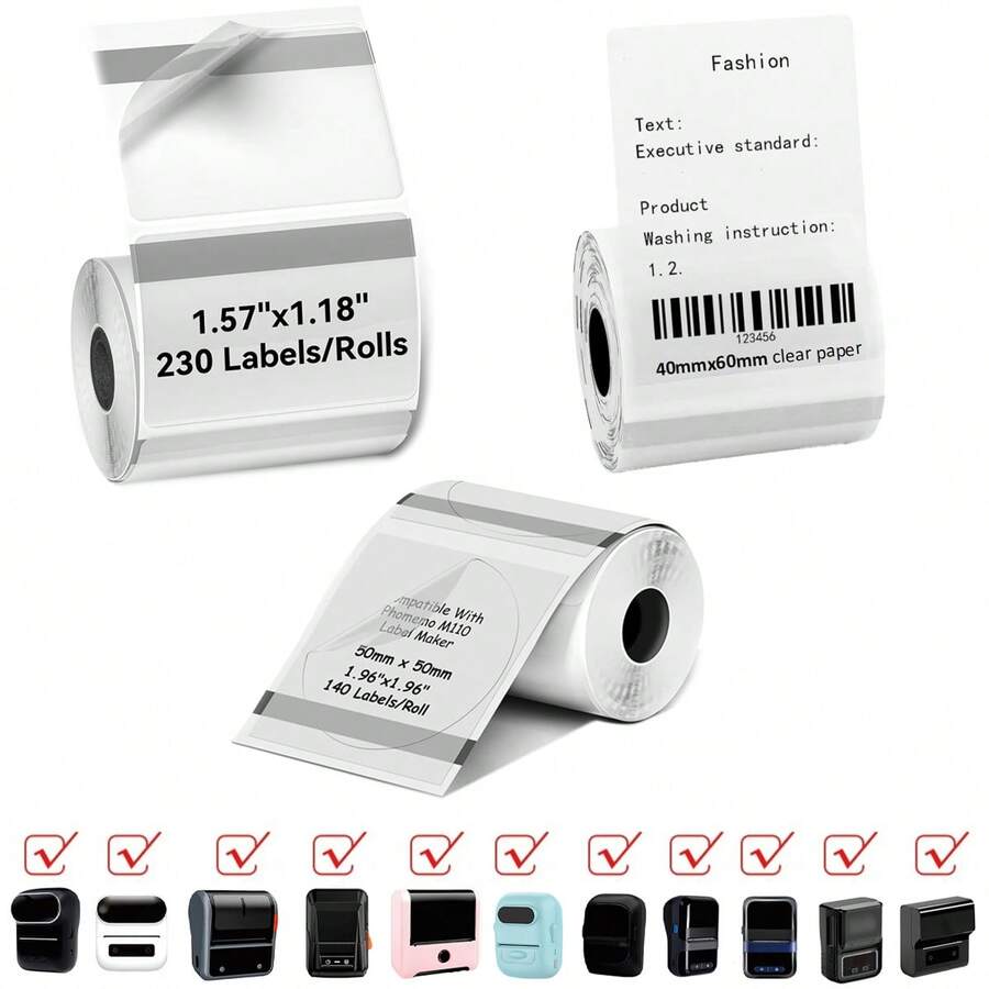 M110 M220 Clear Thermal Labels-1.57"X2.36" (40x60MM)/40x30mm/50x50mm Round, Transparent Labels, M110 Clear Labels Compatible With For Phomemo M110 M220 M200 M120 M221 Printer Label Refill Compatible With SUPVAN T50M Pro For MARKLIFE P50 For CLABEL 221B 220B 320B Label Maker - Multicolor - View 1