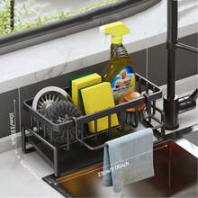 1pc Premium Kitchen Sponge Drainer Rack - Multifunctional Tabletop Dishcloth Steel Ball Sponge Storage Rack - Multipurpose Kitchen Countertop Organizer For Dishcloth, Detergent And Brush - Space-Saving Kitchen Storage Rack And Accessory - Multicolor - View 19
