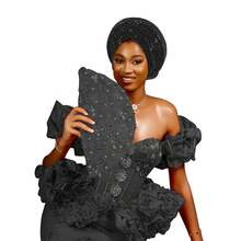 1 件非洲传统帽子、南美穆斯林库菲帽、头巾、亮片分层头饰 - 彩色 - 查看 17