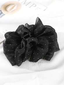1pc Sparkly Fluffy Hair Claw Clip, Suitable For Women's Daily Wear And Outfit Matching Hair Accessories Fashion Hair Clips Autumn Hair Clutch Fall Fashion Hair Claw Winter For Vacation Outfits Woman - Black - View 5