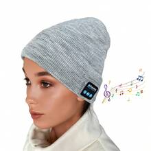 1pc Solid Color Party Acrylic Unisex Beanie Hat, Winter Wireless Bluetooth Music Hat With USB Charging For Headphones, Compatible With Smartphones Winter Warm - A - View 22