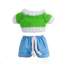 Ropa de muñeca de 17 cm, compatible con Labubu, 1 set de decoración - Conjunto de suéter y pantalones de moda, adecuado para muñecas de 17 cm, accesorios lindos de BuLabu, para jugar y exhibir (zapatos y muñecas no incluidos)