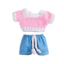 Ropa de muñeca de 17 cm, compatible con Labubu, 1 set de decoración - Conjunto de suéter y pantalones de moda, adecuado para muñecas de 17 cm, accesorios lindos de BuLabu, para jugar y exhibir (zapatos y muñecas no incluidos)