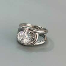 VKHK 1 Stück Vintage Ring mit 18 Karat Goldauflage, doppellagiges Design mit Zirkonia Dekor, für Damen Alltags- und Hochzeitsmode, Geschenk