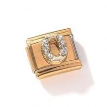 1 件 26 个字母模块化手链焊接 DIY 珠宝配件 - 金色鑲鑽-金底 - 查看 19