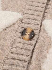 Acelitt Cardigan oversize da donna con maniche raglan, tasche, patch e ricamo a stelle, colorblock, adatto per l'inverno - Multicolore - Visualizzare 8