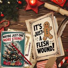 12 pièces Cartes de vœux Bonhomme en pain d'épices de Noël, Cartes de vœux de Noël vintage avec enveloppes, Cartes de Noël rétro amusantes pour adultes pour les fêtes de Noël