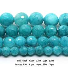 خرز فضفاض مستدير من الحجر الطبيعي الأزرق الجميل عالي الجودة بقياس 4-12 مم للاستخدام في صناعة المجوهرات DIY، سوار أنيق، قلادة، أقراط هدايا للنساء - الأزرق - مشاهدة 5