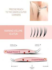 5pcs/1pc Professional Eyelash Extension Tweezers Set, Including Precision Feather Tip Tweezers, Straight And Curved Eyelash Curler Tweezers, Round Head Feather Tweezers, Suitable For Beginners And Eyelash Technicians, Perfect For Placing Eyelashes And Shaping Eyebrows, Handmade, Delicate Craftsmanship, Women's Gift, Beauty Industry, Christmas, Halloween, Holiday, Back To School Gift, Makeup Essentials - Pink - View 4