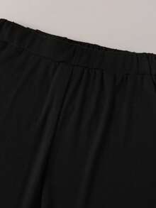 女婴休闲可爱恐龙字母印花圆领长袖上衣和裤子套装，春秋 - 紫色 - 查看 6