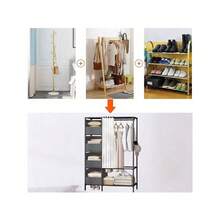 Heavy Duty Metal Clothes Rail Storage Garment Shelf Hanging Rack Display Stand - Black - View 3