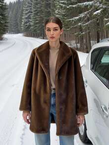 Women's Fashionable Faux Fur Jacket, Versatile Faux Leather Outerwear For Autumn/Winter