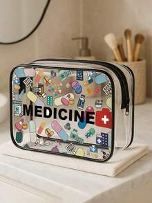 新款迷你化妆包 - 透明洗漱包、医疗包、旅行必备品、拉链便携式旅行洗漱包、沙滩透明PVC洗漱包、防水收纳包、透明收纳包、带数据线和USB接口的收纳包，可存放药品、医疗包等。 - 彩色 - 查看 3