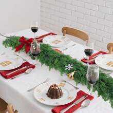 Christmas Cedar Pine Garlands, Artificial Cedar Garland, Realistic Green Artificial Greenery Garland For Table, Mantle, Wall, Indoor, Outdoor Christmas Decorations