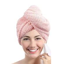 1pc Coral Fleece Pineapple Textured Hair Drying Towel, Thick & Long, Quick Dry, Absorbent, With Elastic Band, Shower Cap