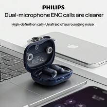 PHILIPS Căști Bluetooth fără fir TAT4759, supraauriculare, conducție osoasă, cu spate deschis, ANC, sunet spațial dinamic, Bluetooth 5.4, suport pentru mai multe dispozitive, negre