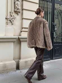 Fashionable Faux Fur Jacket, Versatile Fluffy Women's Winter Coat