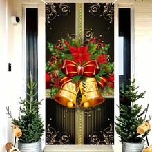1 pieza, Pancarta de bienvenida de Feliz Navidad - 90 cm x 180 cm Decoración de puerta delantera y porche de poliéster a rayas, cartel colgante rectangular clásico para decoración del hogar y fiestas de vacaciones, decoraciones de bienvenida al hogar
