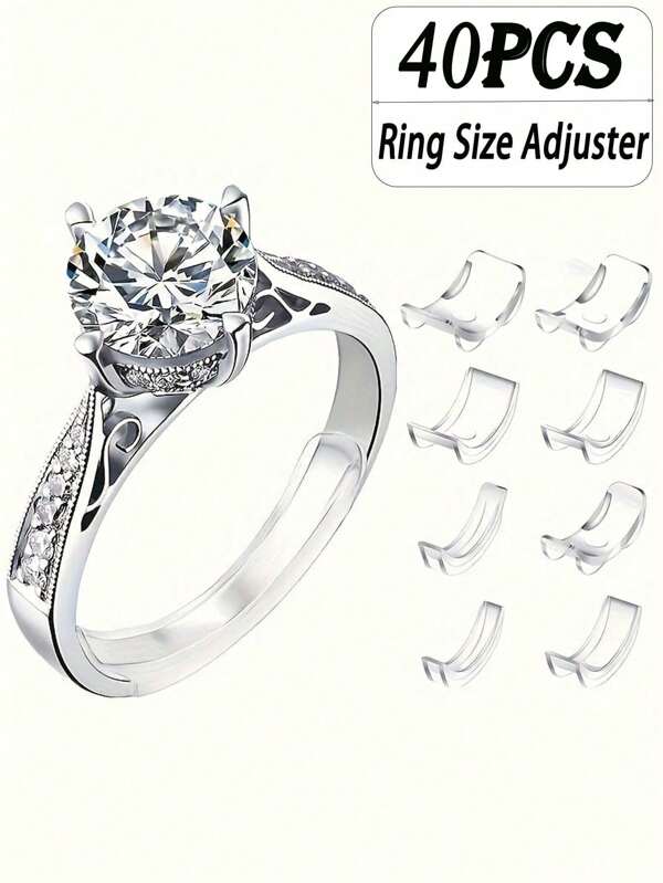 40pcs Invisible Ring Size Adjuster - Invisible Ring Size Adjustment Pad, Suitable For Loose Rings, Suitable For All Finger Sizes - Invisible Earring Size Adjuster, Suitable For Loose Rings - Multiple Finger Sizes, Comfortable And Protective Ring Adjustment Tool