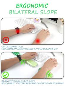 凝胶键盘腕托套装，透明键盘和鼠标腕托，符合人体工程学的键盘和鼠标腕托，用于打字以缓解疼痛，适用于办公室、游戏、计算机和笔记本电脑 - 彩色 - 查看 7