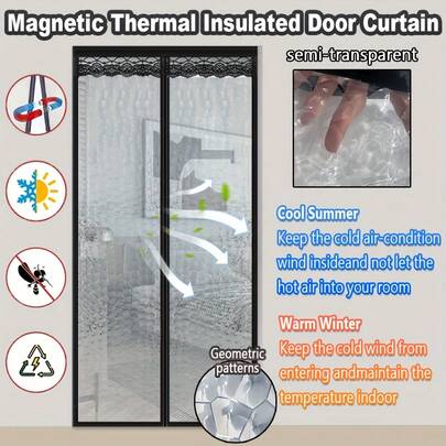 AIYYIPA 1-delig magnetisch isolatiedeurgordijn - Airconditioningdeurgordijn, zelfdichtend ontwerp, warm in de winter en koel in de zomer, EVA-materiaal, geschikt voor keuken, slaapkamer, balkon, universeel voor alle seizoenen, Kerstmis en Halloween
