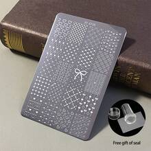 1片美甲印花板，新款INS风限量版，可爱动物、蝴蝶结、爱心、蕾丝、花卉图案美甲印花模板，美甲印花板，美甲印花凝胶指甲油板，法式风格，多功能，清新设计，经典中式印花板，美甲装饰配件，DIY美甲，适用于书籍、文具、桌面、平板电脑、玻璃装饰、日记本，是送给家人和朋友的绝佳礼物，配有透明硅胶印章。