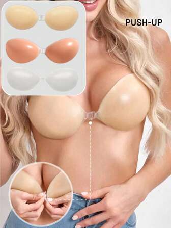 1 对硅胶胸贴文胸，女士隐形乳房，无肩带文胸，露背装，隐形无缝防水，大胸聚拢露背婚纱