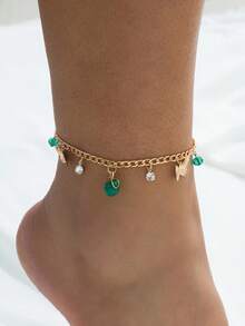 1pc Asymmetrical Shell Anklet Jewelry, Vibrant Red Cherry & Apple Charm Anklet, Versatile Bracelet & Anklet Designs For Daily Wear - Red - View 9