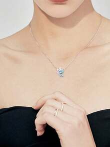 Sterling Silver Charm Love Bow Happy Birthday Blue Beads Charm Pendant Ball Suitable For Bracelets DIY Women's Jewelry - 銀色 - 查看 15