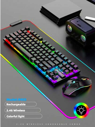 Unleash Wireless Freedom: 10m 2.4G Stable Connection For Ultimate Flexibility.Double The Power: 2000mAh Keyboard & 500mAh Mouse With Fast Type-C Charging.Dynamic RGB Immersion: Breathing Modes & Stunning Rainbow Effects.Compact & Portable: 87-Key Minimalist Design For On-The-Go Productivity.Suspended Keycaps & Fatigue-Free Typing For All-Day Use