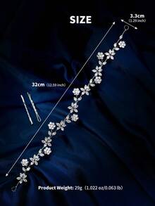 1pc Middle Eastern Style Bridal Wedding Party Zirconia Headband, Welded Craftsmanship Fashion Element Design Glamorous Hair Accessory, Holiday Birthday Gift - Silver - View 11