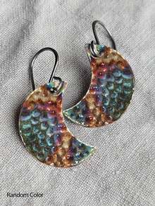 2pcs Flower, Leaf & Geometric Hollow Pendant Earrings, Multi-Color Metal, Minimalist Design For Women, Party