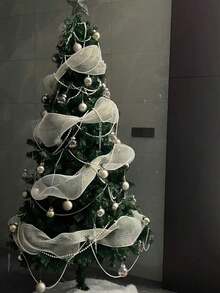 1pc Metallic Mesh Ribbon Roll, DIY Christmas Tree Decor, Shiny Mesh For Wedding, Christmas Decoration, Gift Wrapping Home Decor Christmas Decorations Room Decor Winter