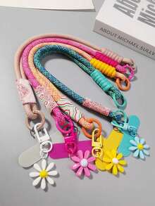 Short Daisy Flower Phone Lanyard, Universal Smartphone Wrist Strap Anti-Lost Anti-Drop Phone Charm, Suitable For Travel, Outdoor Sports, Holding Babies, Ideal Birthday Gift For Mother, Family, Friends, Festivals - Multicolor - View 5