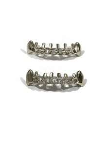 1 件男士微镶嵌方晶锆石 14K 镀空心扭链烤肉，适合万圣节、圣诞节、生日派对佩戴，金色和银色