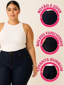 Stillger Moda Jeans Women's Plus Size Jeans With Elastane And High Waist - Màu xanh ngọc - Xem 6