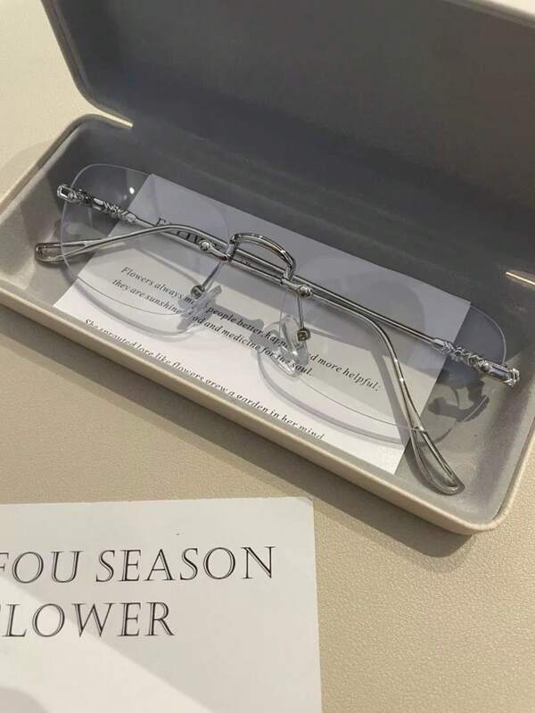 1pc Classic Fashionable High-End Rimless Metal Eyeglasses (Eyeglass Case Not Included)