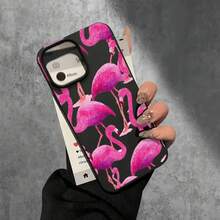 Fundas y carcasas protectoras para teléfono con diseño de flamenco rosa y orificios grandes. Compatibles con phone 16 Pro Max, 16, 15 Pro, 14, 14 Plus/14 Pro Max, 13, 13 Pro, 12 Pro, 11/11 Pro. Regalos para cumpleaños y fiestas - Negro - Ver 2