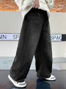 男童休闲水洗松紧腰阔腿牛仔裤