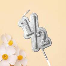 1pc 1/2 Shape Math Creative Candle, Suitable For Birthday Party, Wedding Anniversary Celebration Cake Topper, Birthday Candle, Party Mini Candle, Baking Decor, Dessert Party, Numeral Candle, Cute Candle, Also Applicable For Women's Birthday Party, Girlfriend Gathering