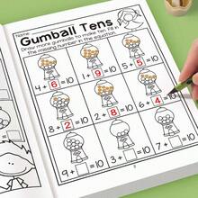 1 Pc Children's Math Learning Book - Handwritten Addition & Subtraction Practice And Number Tracing, Letters And Shapes | Preschool Educational Writing Book, Illustrated Math Book, Durable Paper Material