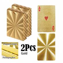 Playing Cards Foil Poker Cards Deck Of Cards 24K Gold Foil Poker Cards Gold Playing Cards Foil Waterproof Playing Cards Waterproof Plastic Cards For Family Game Party - Durable And Stylish Deck Of Cards, Christmas, Halloween, Thanksgiving Day, Valentine's Day, Easter, Birthday Gift (Mixed Color, Retro Style)