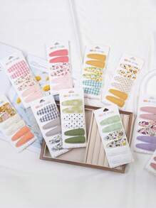 6件儿童发夹，印花婴幼儿女孩发夹，防滑包裹式发夹，花朵发夹，女孩发饰