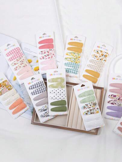 6pcs Kids Hair Clips, Printed Infant Girls Hair Clips, Non-Slip Wrapped Hair Clips, Flower Hair Clips, Girls Hair Accessories