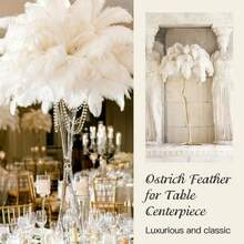 10-100 pièces en option ! Environ 30-35 cm (11,8-13,8 pouces) Plumes d'autruche artificielles blanches, essentielles pour les vases de mariage et la décoration de la maison, parfaites pour l'ambiance de Noël, Halloween et Pâques, également idéales pour les coiffes, l'éclairage et les ornements de vêtements