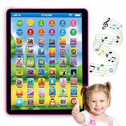 Kids English Learning Pad Toy/Tablet Toy Interactive Toddler Toys With Words Numbers Alphabets Music English Electronic Educational Toy For Preschool Boys & Girls Back To School Gift