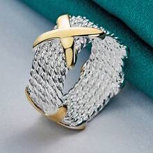 925 Silver Plated Cross 5-10# Ring For Women Fashion Wedding Party Charm Jewelry - Silver - View 2