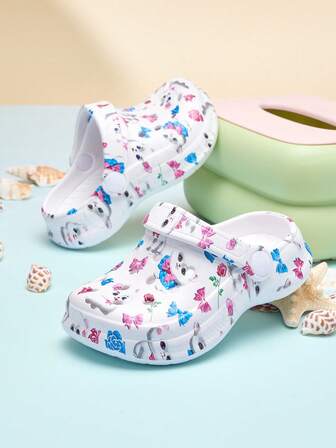 Kids' Solid Color Sandals, Waterproof Non-Slip EVA Casual Fashion, Comfortable Soft Thick-Soled Beach Shoes Hollow Slippers